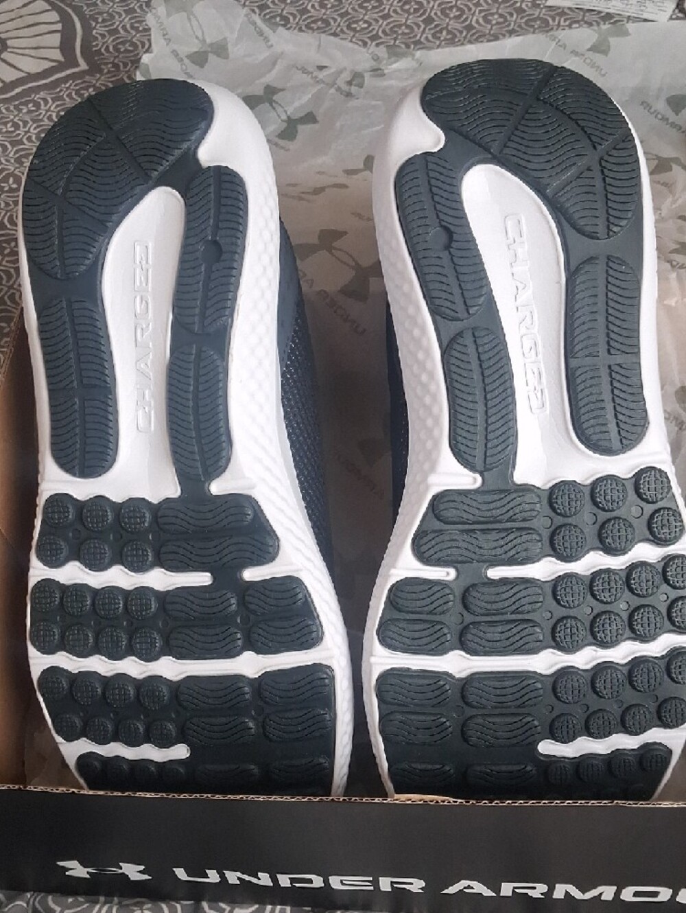 NWT and In Box Under Armour "Surge Charged" Black N White Athletic Mesh Shoes - Picture 8 of 9